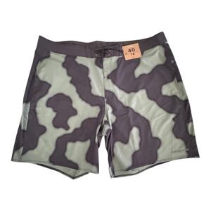 Patagonia Hydropeak Board Shorts Mens 40 Camouflage Green Quick Dry Swim Outdoor